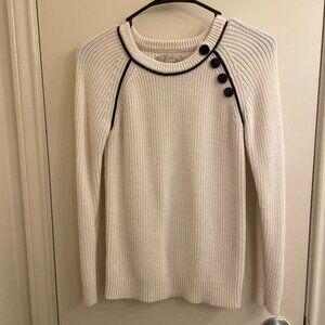 LOFT Women’s Medium Cream Knit Sweater with Button XXSP Petites